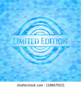 Limited Edition realistic light blue emblem. Mosaic background