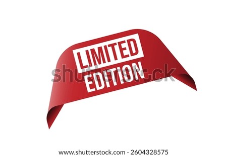 Limited edition red ribbon label banner.