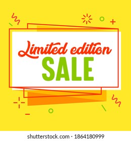 Limited Edition Sale Funky Banner for Digital Media Marketing Advertising. Store New Arrival Hot Offer, Shopping or Discount. Colorful Geometric Pattern Minimal Design, Typography. Vector Illustration