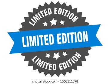 limited edition sign. limited edition blue-black circular band label. sticker