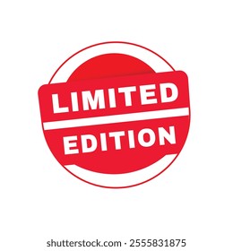Limited edition vector red round sign for Banner, modern style advertising template isolated design.