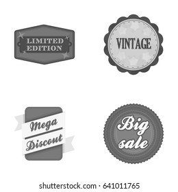Limited edition, vintage, mega discont, dig sale.Label,set collection icons in monochrome style vector symbol stock illustration web.