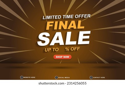 limited final sale discount banner for social media post with blank space for product sale with abstract gradient brown background design