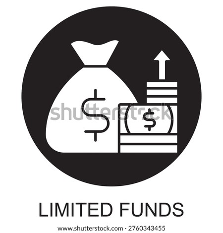 Limited Funds Icon, Budget Constraint Illustration, Financial Limitation Icon, Low Budget Concept Graphic, Funding Shortage Design, vector