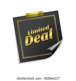 Limited Golden Sticky Notes Vector Icon Design