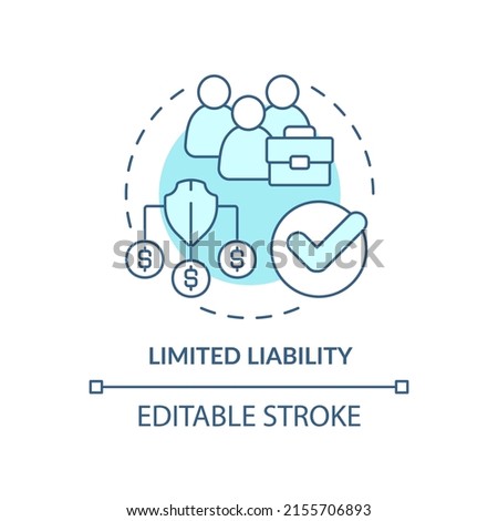 Limited liability turquoise concept icon. Cooperative society benefit abstract idea thin line illustration. Reduced risk. Isolated outline drawing. Editable stroke. Arial, Myriad Pro-Bold fonts used