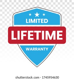 Limited lifetime warranty seal or stamp - flat colour icon for apps or website