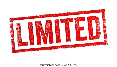 Limitado - significa restringido en extensión, cantidad o alcance, sello de concepto de texto