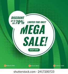 limited mega sale template banner with copy space for product sale with abstract gradient green background design