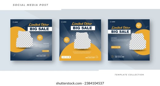 Limited offer Bag sale for Back to school promotion social media post template banner set template design