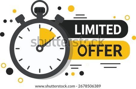 Limited Offer banner with countdown. Last minute offer one day sales and timer. Last minute chance Auction, vector 10 eps.