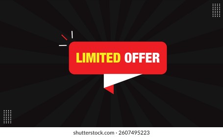 Limited offer banner editable template eps format red white shapes with white yellow bold font black gray gradient abstract background Vector illustration