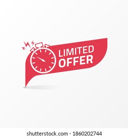 Limited offer banner with watch symbol vector illustration