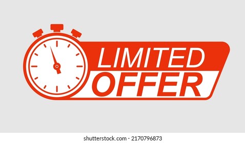 Limited offer. Banner for websites and apps with a clock or stopwatch. Period of validity. Flat style