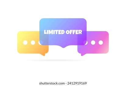 Burbuja de oferta limitada. Plano, color, burbujas de mensajes, icono de oferta limitada. Icono de vector