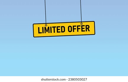 Limited offer button banner sign. Label speech bubble Limited offer on blue background. Vector illustration