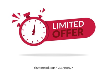 Limited offer button, label flag sign, alarm clock countdown logo illustration for all purpose