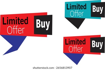 Oferta limitada comprar diseño de Vector de etiqueta en estilo rojo y azul para la promoción de venta flash de la tienda en línea