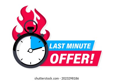 Limited offer with clock for promotion, banner, price. Super promo with countdown or exclusive deal. Last minute offer one day sales and timer. Last minute chance Auction tag