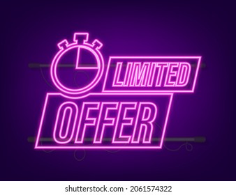 Limited offer, great design for any purposes. Neon icon. Best product. Vector stock illustration