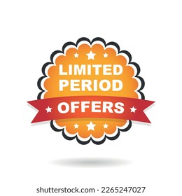 Limited offer icon in flat style. Promo label with alarm clock vector illustration on isolated background. Last minute chance sign business concept.