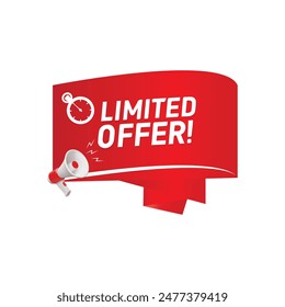 Limited Offer Label , banner, price. Modern banner design with stopwatch. Promo limited offer sale price tag. Last offer banner for sale promotion. Vector illustration.
