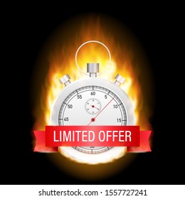 Limited Offer Labels. Alarm clock countdown logo. Limited time offer badge. Vector stock illustration.