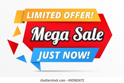 Limited offer mega sale banner, advertisement promotion design, vector eps10 illustration