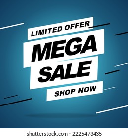 Limited Offer. Modern Mega sale banner. Shop Now. Sale banner template design. Sale banner template design. Big sale special offer. Vector illustration.