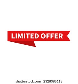 Limited Offer In Red Color And Ribbon Rectangle Shape For Business
