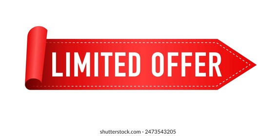Limited offer Red label. Special offer icon. Big sale. Ribbon design template. Banner sale sign. Vector illustration
