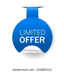 Limited offer ribbon banner. Last offer banner for sale promotion. Special offer badge. Sale banner and discount tag design. Vector illustration.