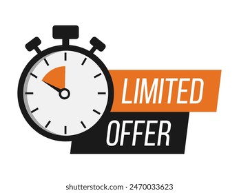 Limited offer. Sale countdown badge. Limited time only discount promotion. Vector illustration