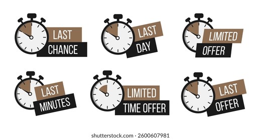 Limited offer. Sale countdown badge. Limited time only discount promotion. Vector illustration	
