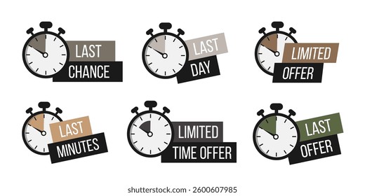Limited offer. Sale countdown badge. Limited time only discount promotion. Vector illustration	