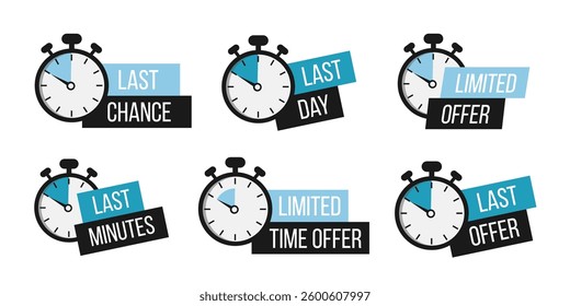 Limited offer. Sale countdown badge. Limited time only discount promotion. Vector illustration	