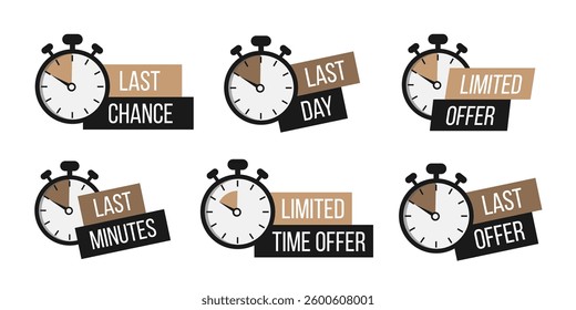 Limited offer. Sale countdown badge. Limited time only discount promotion. Vector illustration	