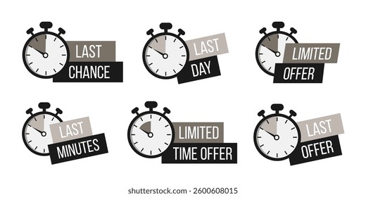 Limited offer. Sale countdown badge. Limited time only discount promotion. Vector illustration	
