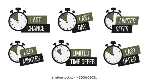 Limited offer. Sale countdown badge. Limited time only discount promotion. Vector illustration	