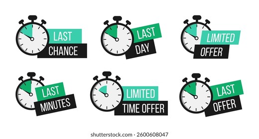Limited offer. Sale countdown badge. Limited time only discount promotion. Vector illustration	