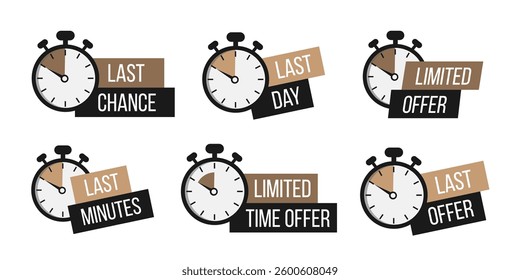 Limited offer. Sale countdown badge. Limited time only discount promotion. Vector illustration	