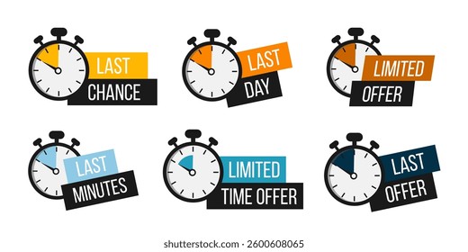 Limited offer. Sale countdown badge. Limited time only discount promotion. Vector illustration	