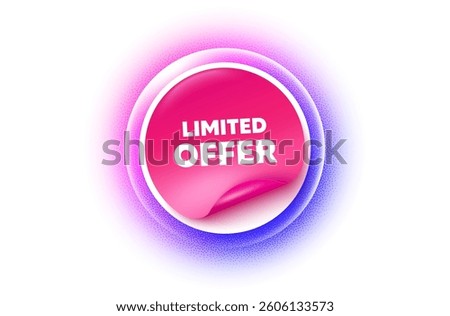 Limited offer sticker purple gradient. Paper offer price tag. Limited offer tag. Special promo sign. Sale promotion symbol. Sticker label. Grain dots effect. Vector