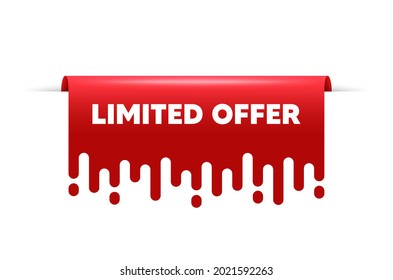 Limited offer symbol. Red ribbon tag banner. Special promotion sign. Shopping sale. Limited offer sticker ribbon badge banner. Red sale label. Vector