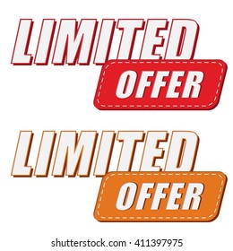 limited offer in two colors labels, business shopping concept, flat design, vector