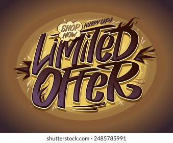 Oferta limitada Plantilla de Anuncio de Web, cartel de Vector de letras publicitarias