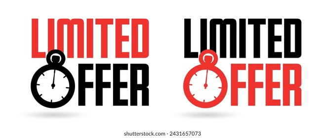 Limited offer whith stopwatch on white background