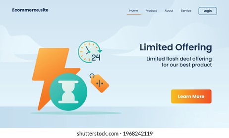 limited offering campaign for web website home homepage landing landingpage banner template flyer with flat cartoon style vector design illustration