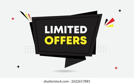 Limited offers editable banner template vector illustration icon design with black light black shapes light gray background business abstract style modern creative professional marketing template
