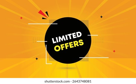 Limited offers editable web banner vector art label illustration design with black white shapes elements in orange yellow amazing abstract style perfect for business backgrounds high quality 4k